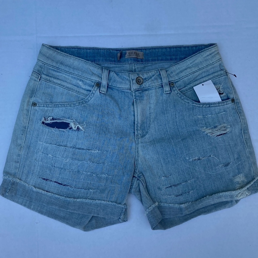 New GUESS Women’s Boy Fit Denim Shorts SZ 27